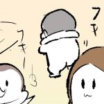 お風呂上りに脱衣所で体を拭いているママとぷにおとぷにすけのサムネ